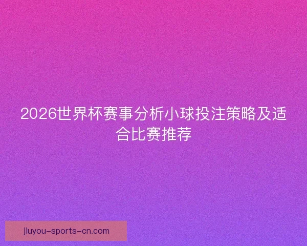 2026世界杯赛事分析小球投注策略及适合比赛推荐