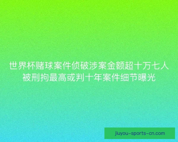 世界杯赌球案件侦破涉案金额超十万七人被刑拘最高或判十年案件细节曝光