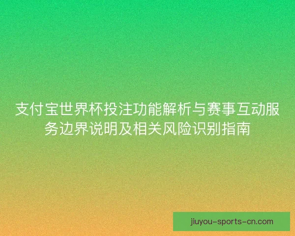 支付宝世界杯投注功能解析与赛事互动服务边界说明及相关风险识别指南
